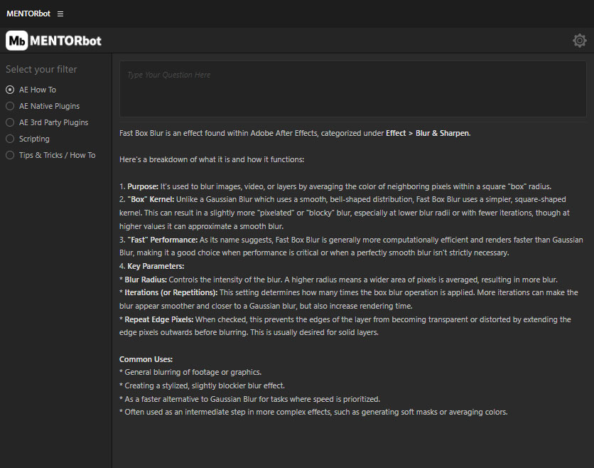 MENTORbot Plug-in Panel
