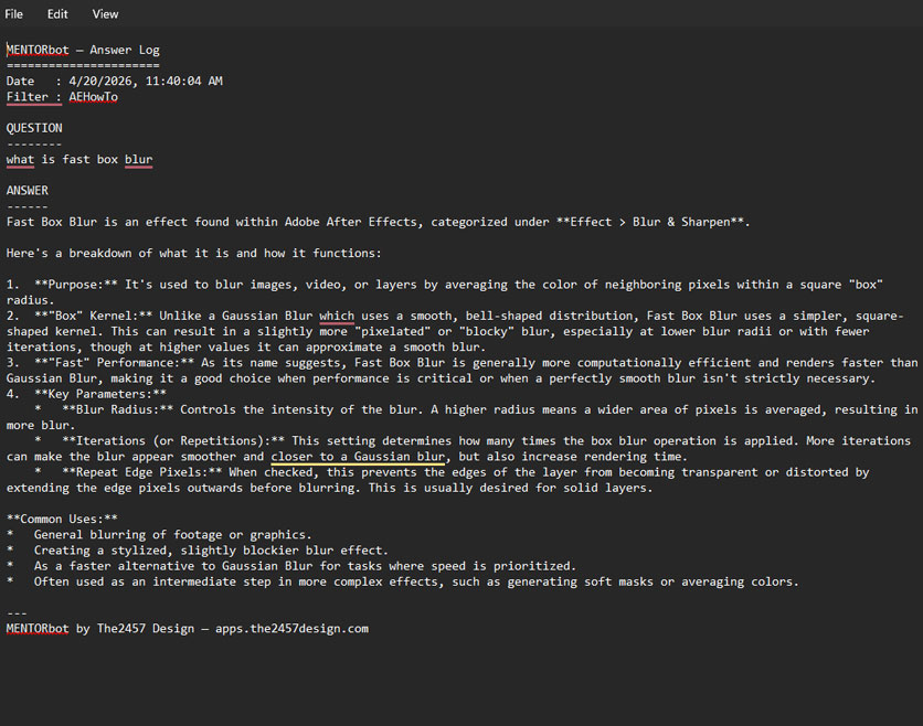MENTORbot Plug-in Panel