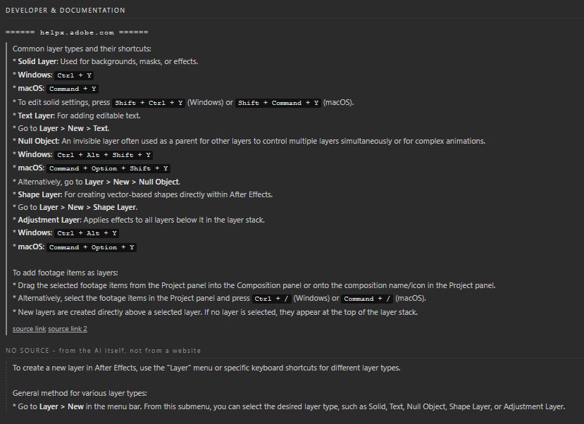 MENTORbot answer detail with sources