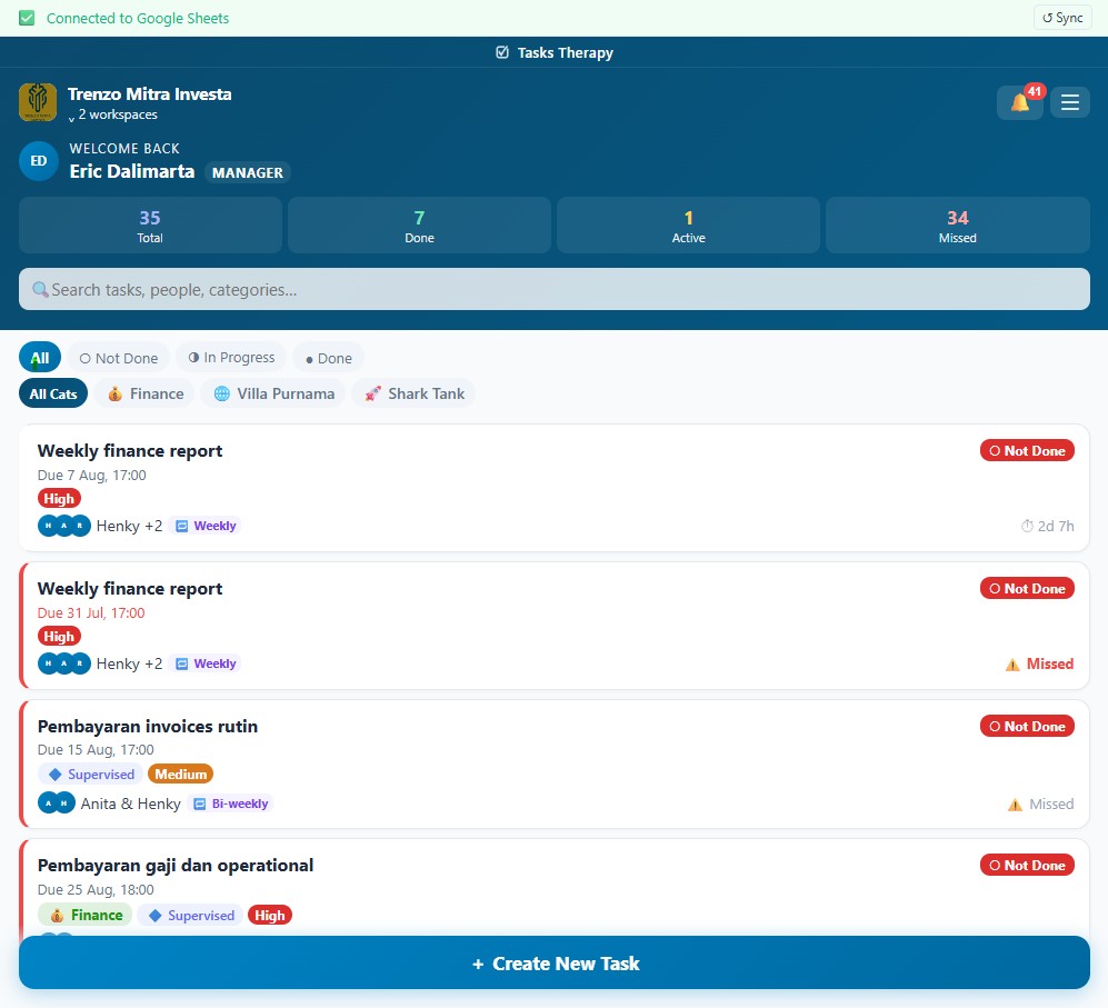 Tasks Therapy Web App preview